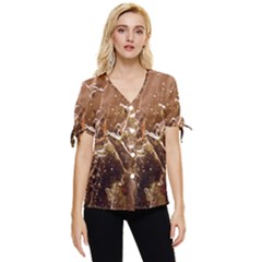 Ice Iced Structure Frozen Frost Bow Sleeve Button Up Top by Amaryn4rt
