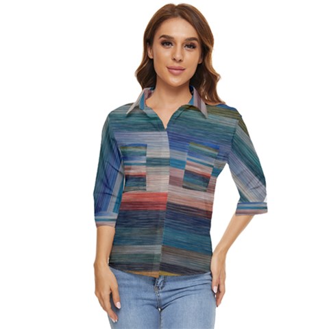 Background Horizontal Lines Women s Quarter Sleeve Pocket Shirt by Amaryn4rt