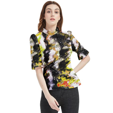 Canvas Acrylic Digital Design Art Frill Neck Blouse by Amaryn4rt