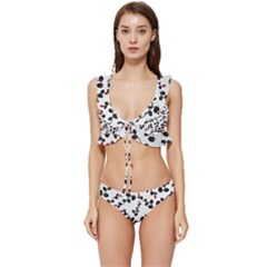 Pattern Flower Design Background Low Cut Ruffle Edge Bikini Set by Ravend