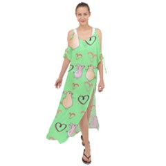 Pig Heart Digital Maxi Chiffon Cover Up Dress by Ravend