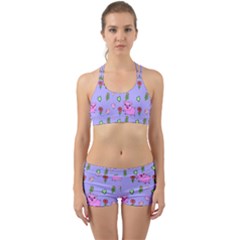 Flower Pink Pig Piggy Seamless Back Web Gym Set by Ravend