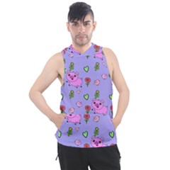 Flower Pink Pig Piggy Seamless Men s Sleeveless Hoodie by Ravend