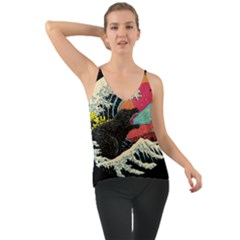 Retro Wave Kaiju Godzilla Japanese Pop Art Style Chiffon Cami by Modalart