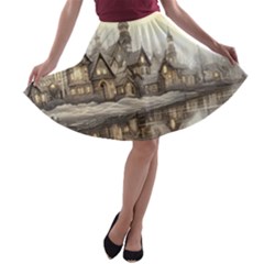 Building Landmark A-line Skater Skirt by Ravend