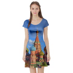 Architecture Building Cathedral Church Short Sleeve Skater Dress by Modalart