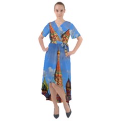 Architecture Building Cathedral Church Front Wrap High Low Dress by Modalart
