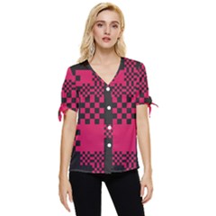 Cube Square Block Shape Creative Bow Sleeve Button Up Top by Amaryn4rt