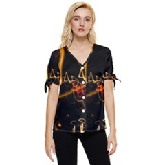 Abstract Bow Sleeve Button Up Top by Amaryn4rt
