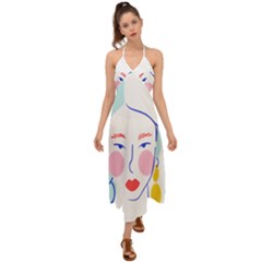 Art Womens Lovers Halter Tie Back Dress  by Ndabl3x