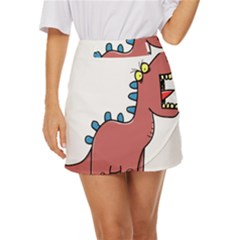 Dinosaur Dragon Drawing Cute Mini Front Wrap Skirt by Ndabl3x