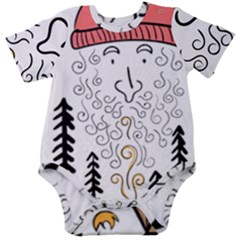 Santa Claus Cabin Hut Campfire Baby Short Sleeve Bodysuit by Ndabl3x