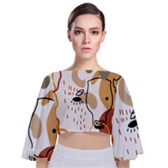 Abstract Bull Art Design Tie Back Butterfly Sleeve Chiffon Top by Ndabl3x