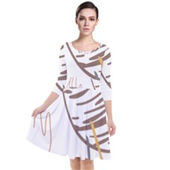 Abstract Hand Vine Lines Drawing Quarter Sleeve Waist Band Dress by Ndabl3x