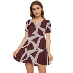 Cracked Pattern Boho Art Design Tiered Short Sleeve Babydoll Dress by Grandong