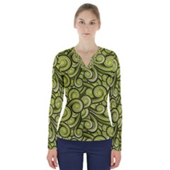 Flower Design Paradigm Start V-neck Long Sleeve Top by Grandong