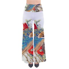 Birds Peacock Artistic Colorful Flower Painting So Vintage Palazzo Pants by Sarkoni