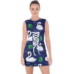 Swan-pattern-elegant-design Lace Up Front Bodycon Dress by Proyonanggan