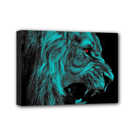 Angry Male Lion Predator Carnivore Mini Canvas 7  X 5  (stretched) by Ndabl3x