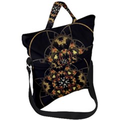 Fractal Stained Glass Ornate Fold Over Handle Tote Bag by Sarkoni