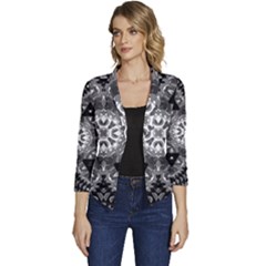 Mandala Calming Coloring Page Women s Casual 3/4 Sleeve Spring Jacket by Sarkoni