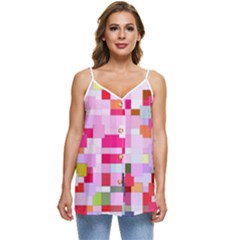The Framework Paintings Square Casual Spaghetti Strap Chiffon Top by Sarkoni