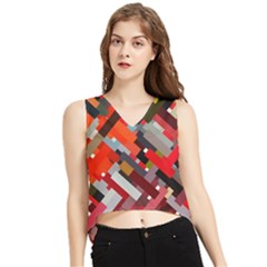 Maze Mazes Fabric Fabrics Color V-neck Cropped Tank Top by Sarkoni