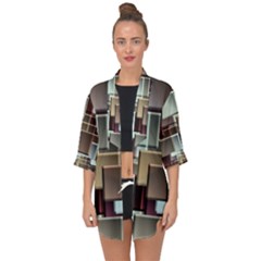 Texture Artwork Mural Murals Art Open Front Chiffon Kimono by Sarkoni