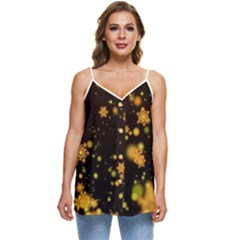 Background Black Blur Colorful Casual Spaghetti Strap Chiffon Top by Sarkoni