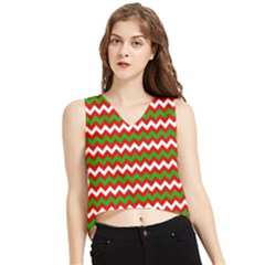 Christmas Paper Scrapbooking Pattern V-neck Cropped Tank Top by Sarkoni
