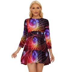 Physics Quantum Physics Particles Long Sleeve Babydoll Dress by Sarkoni