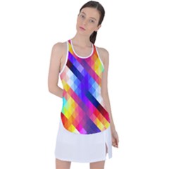 Abstract Background Colorful Pattern Racer Back Mesh Tank Top by Sarkoni