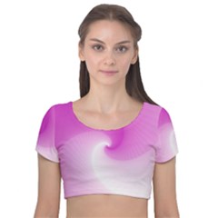 Abstract Spiral Pattern Background Velvet Short Sleeve Crop Top  by Sarkoni