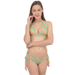 Checkerboard Pastel Squares Tie It Up Bikini Set by Grandong