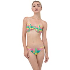 Checkerboard Pastel Square Classic Bandeau Bikini Set by Grandong