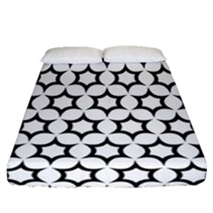 Pattern Star Repeating Black White Fitted Sheet (queen Size) by Apen