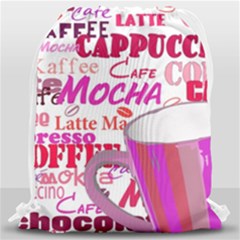 Coffee Cup Lettering Coffee Cup Drawstring Bag (large) by Amaryn4rt