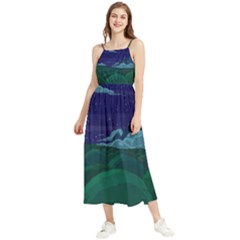 Adventure Time Cartoon Night Green Color Sky Nature Boho Sleeveless Summer Dress by Sarkoni