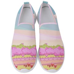 Pink And White Forest Illustration Adventure Time Cartoon Men s Slip On Sneakers by Sarkoni