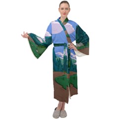 Adventure Time Cartoon Pathway Maxi Velvet Kimono by Sarkoni