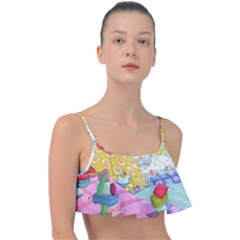 Pillows And Vegetable Field Illustration Adventure Time Cartoon Frill Bikini Top by Sarkoni