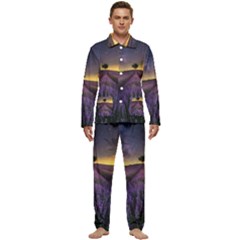 Bed Of Purple Petaled Flowers Photography Landscape Nature Men s Long Sleeve Velvet Pocket Pajamas Set by Sarkoni