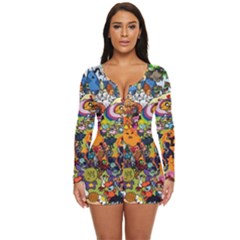 Cartoon Characters Tv Show  Adventure Time Multi Colored Long Sleeve Boyleg Swimsuit by Sarkoni