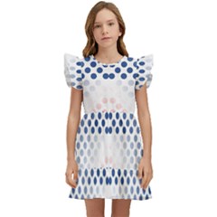 Dots Pointillism Abstract Chevron Kids  Winged Sleeve Dress by Pakjumat