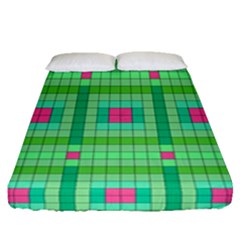 Checkerboard Squares Abstract Fitted Sheet (queen Size) by Apen