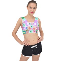 Christmas Wreath Advent V-back Sports Bra by Modalart