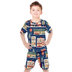 Background Mid Century Modern Kids  T-shirt And Shorts Set by Modalart
