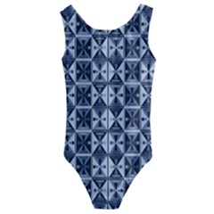 Geometric Monochrome Triangle Kids  Cut-out Back One Piece Swimsuit by Bedest
