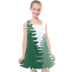 Pine Trees Spruce Tree Kids  Cross Back Dress by Modalart