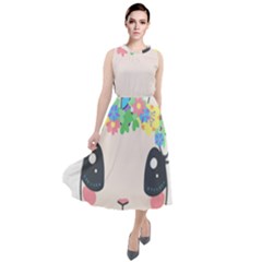 Unicorn Rabbit Hare Wreath Cute Round Neck Boho Dress by Modalart